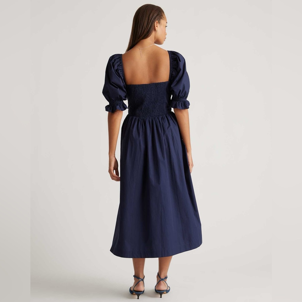 BLACK 100% Organic Cotton Poplin Midi Dress Quince - Picture 2 of 6